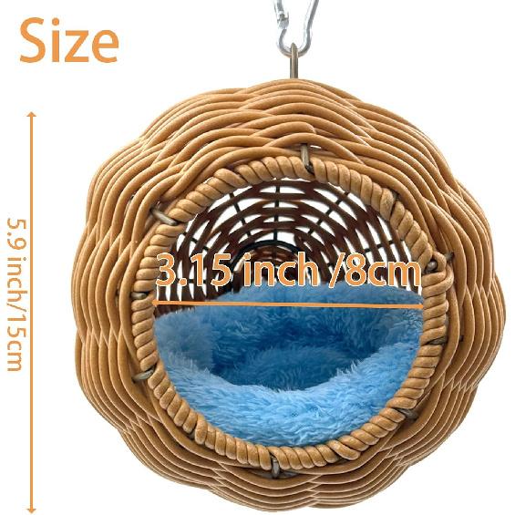 Rattan Bird Nest For Cage,Hanging Parrot Breeding Nesting House Washable Soft Lay Warm Sleep Hut Bird Cage Accessories For Cockatiels Budgerigars