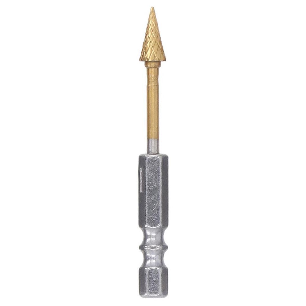 

3-M6 70mm Titanium-Coated Double-Flute Carbide Rotary Burr File Grinding Drill Bit with 1/4 Hex Shank Type A
