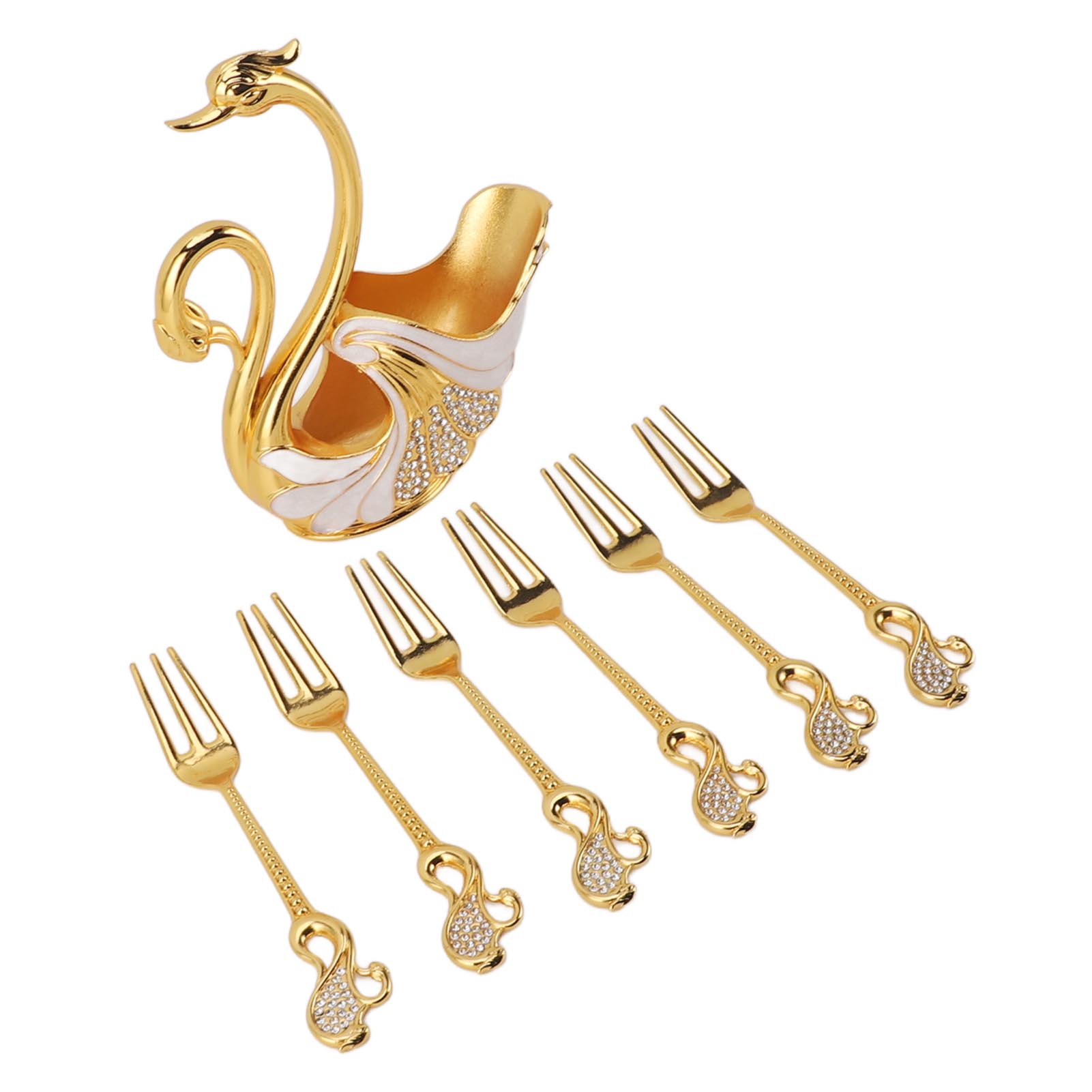 

Набор из 6 вилок, пригодных для мытья в посудомоечной машине, изысканные металлические вилки с подставкой для фруктов, десертов, тортов, золотого цвета разноцветный