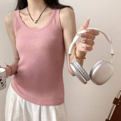 Autumn and Winter New All-wool Versatile and Thin Collar Solid Color Knitted Vest Women's Simple Inner Top