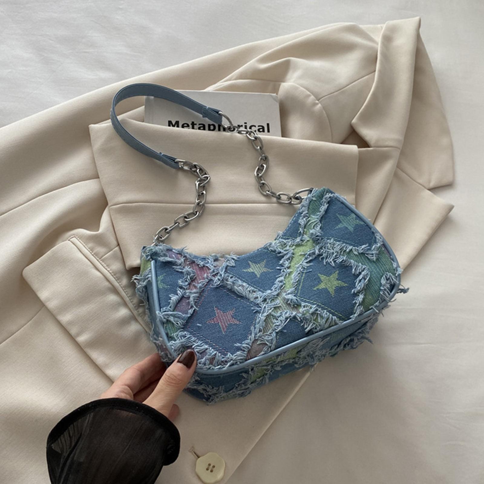 

Женская джинсовая сумка-подмышка с кисточками и кисточками One Size