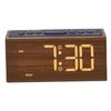 Digital Alarm Clock Wooden LED Dimmable USB Plug in Electric Desk Clock Loud Alarm with Adjustable Volume Snooze for