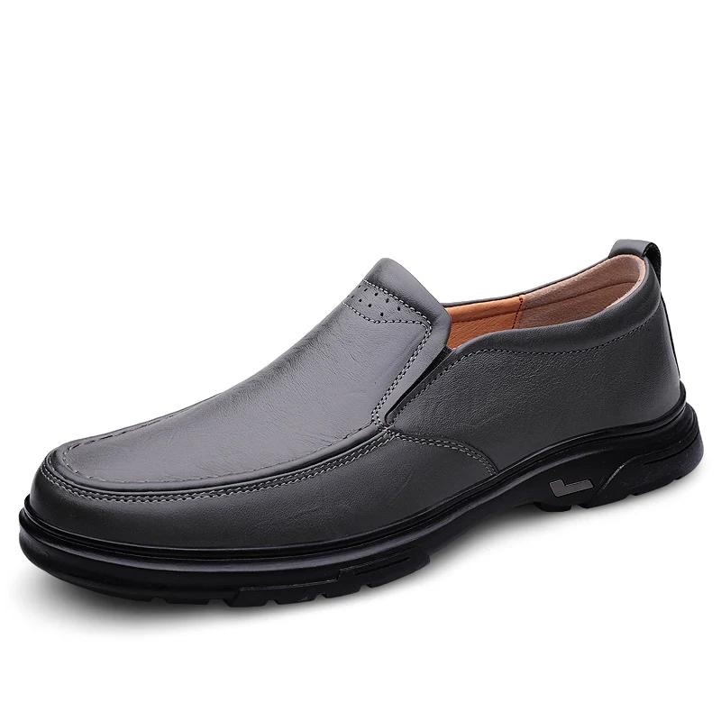 

Fashion Genuine Leather Men Shoes Slip on Flats Walking Loafers Breathable Outdoor Casual Shoes Man Versatile Office Driving Sneakers 44 серый