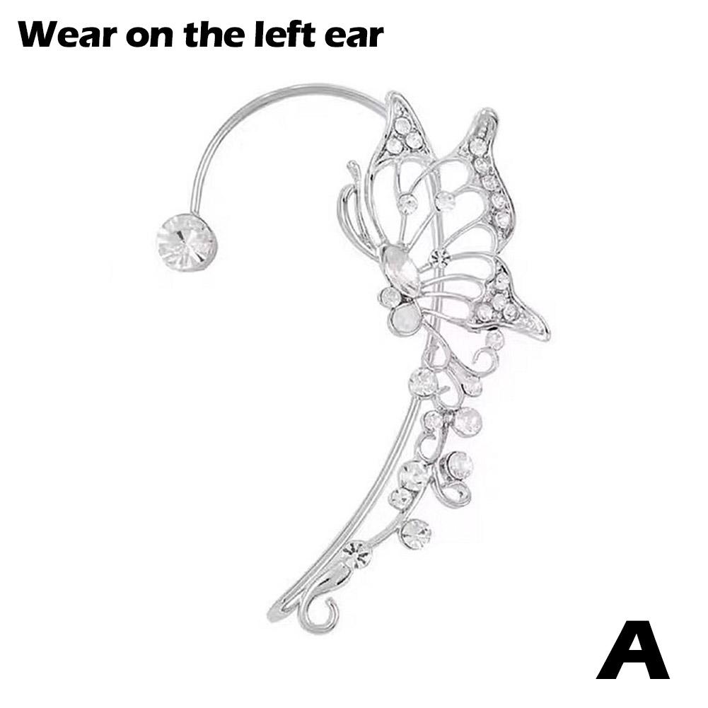 1 шт. Модные Серьги-клипсы в виде бабочки для женщин Корейские Сверкающие Хрустальные Ушные манжеты Без прокола Клипсы Свадебные украшения