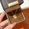 High-End Korean Zirconia Heart & Four-Leaf Clover Necklace: Versatile, Elegant Clavicle Chain for Women
