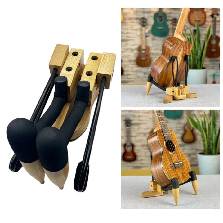 Verstellbarer Ukulelen-Bodenständer Holz Kleiner Gitarrenständer Faltbarer Ukulelen-Ausstellungsständer für Ukulele Mandoline Banjo Violine