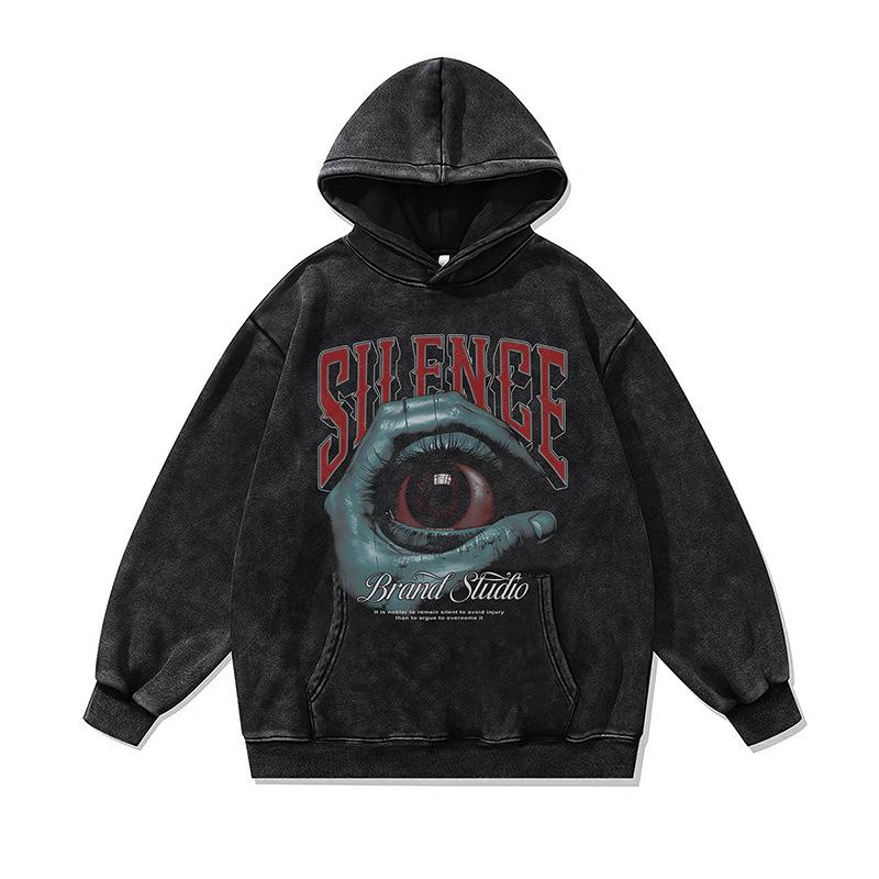 Cartoon Digital Direct Injection Printing Hooded Sweater Oversize Retro Washed Old Hoodie For Men And Women