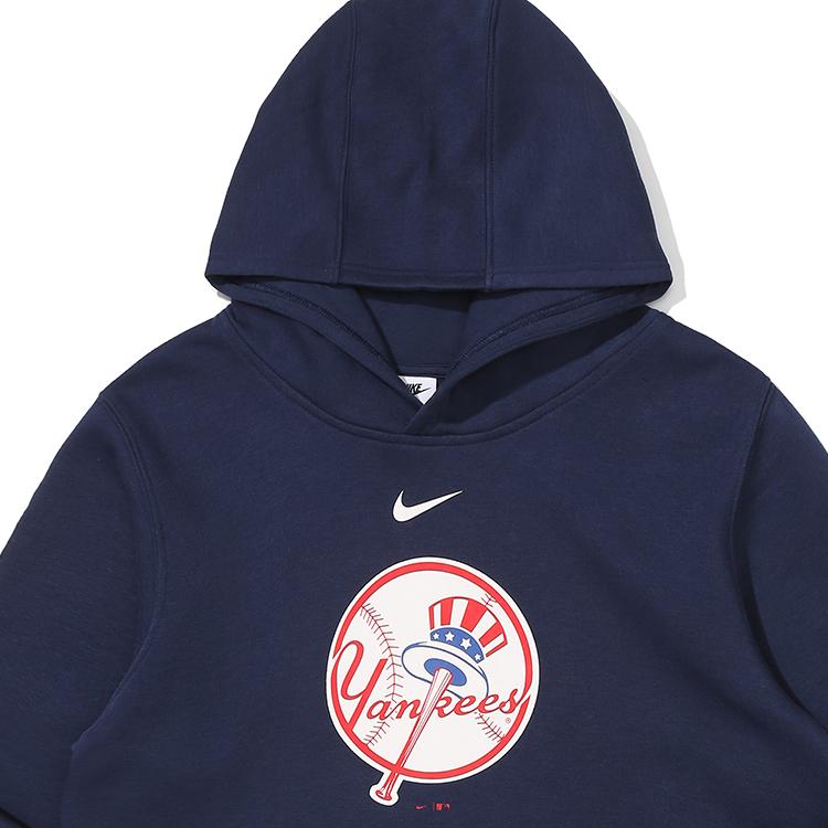 Nike X MLB Collaboration Hoodie With Yankees Logo Baseball Elements Print Kids Hoodies Blue 3Z3B7SBHC-NYY