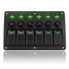 Marine Rocker Switch Panel 6 Gang Car Switch Panel Waterproof with Sticker Interior Parts LED Light 12~24V Circuit Control