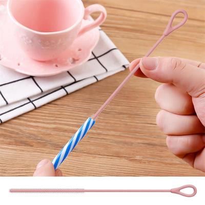 Straw Brush 2 Pieces Straw Cleaner Brush Extra Long Non-Slip Silicone Cleaning Tool 6mm 9mm Reusable Pipe Washer For Lid