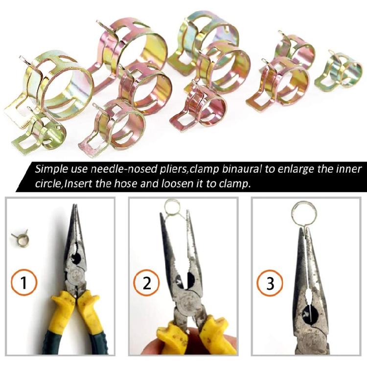 10Pcs Car Fastener Spring Clips Clamp Fuel Water Line Hose Pipe Air Tube 5-16mm