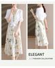2026 Summer Fashion Chiffon Two-Piece Skirt Set for Middle-Aged & Elderly Women - Short Sleeve Dress