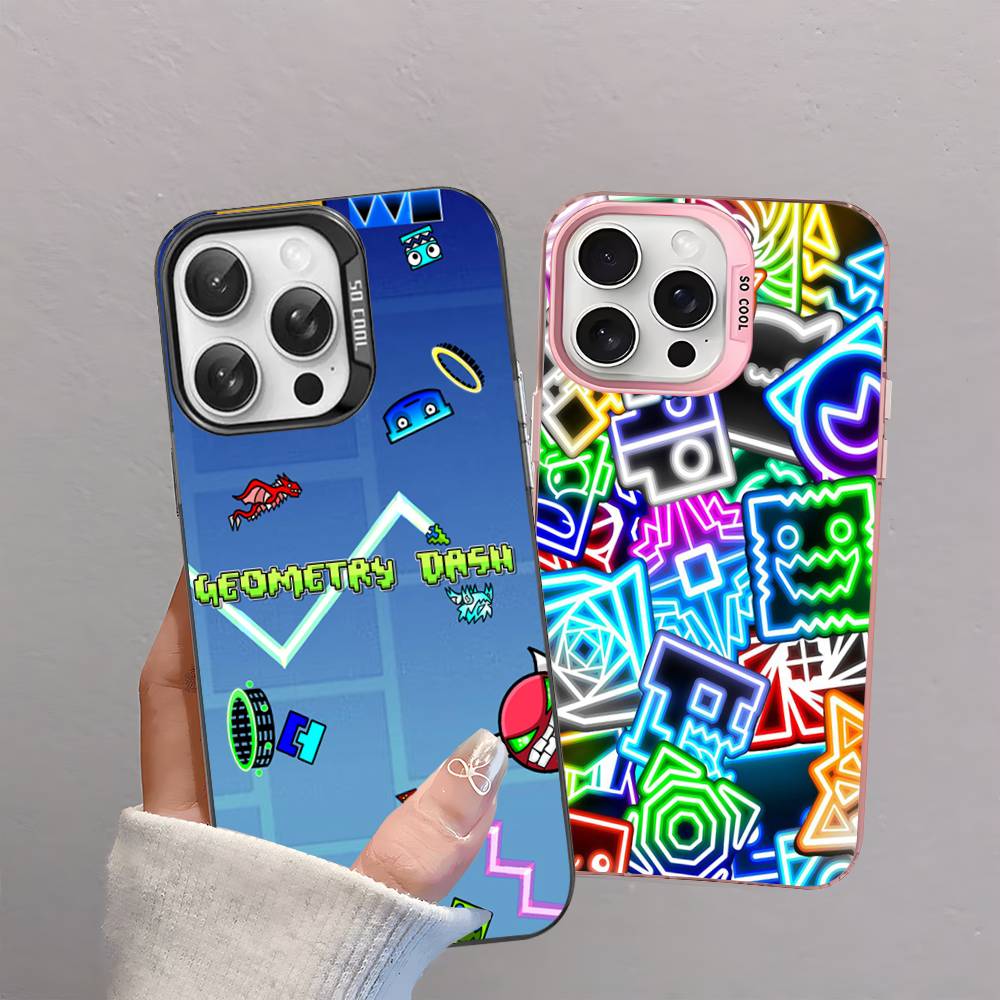 Game Geometry Dash Phone Case For IPhone 17 16 15 14 13 Pro 12 11 Pro Max PLUS Color Back Cover