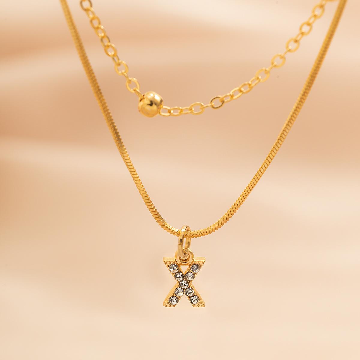 

Accessories, simple diamond-encrusted letter pendant, double necklace, collarbone chain, versatile snake bone chain See details