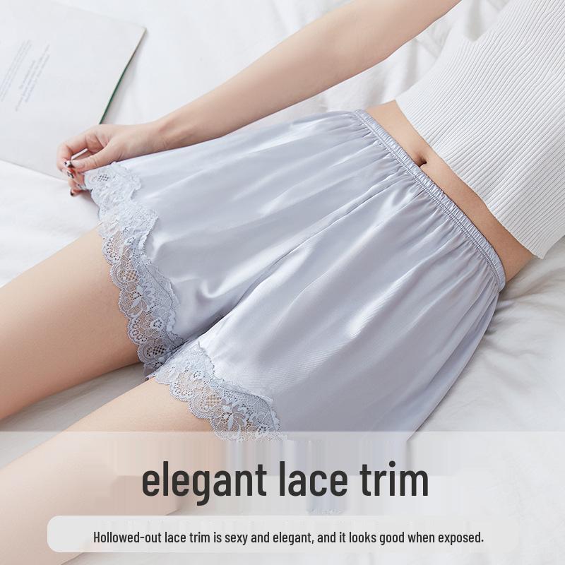 Women's Anti-Exposure Lace Safety Shorts, Lightweight & Non-Curling, Plus Size, Loose Fit for Summer.