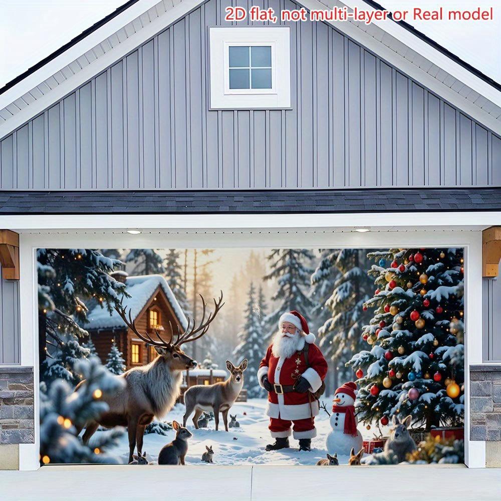 2D flat printing party banner, 1 piece per pack, Santa Claus, reindeer, snowman, Christmas tree scenezyc