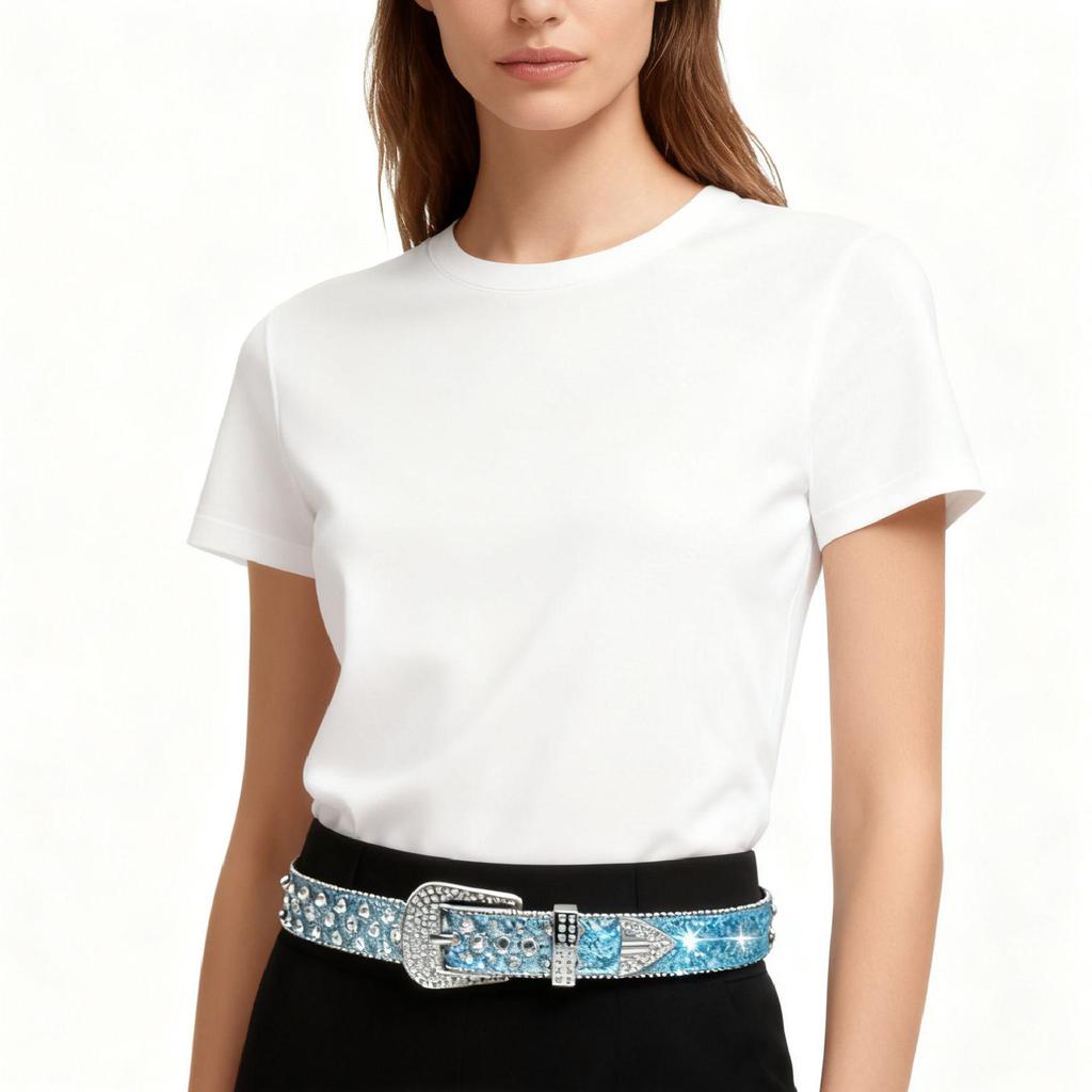 Women's Rhinestone Crystal Belt: Sparkling Diamond Leather Accessory