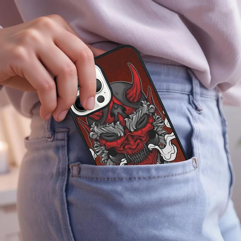 Samurai Oni Mask Phone Case For iPhone 17 Air 15 16e 14 13 Pro Max Coque 12 11 Pro Max PLUS cover