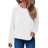 Women's Fashion Loose Round Neck T-Shirt Solid Color Casual Long Sleeve Top