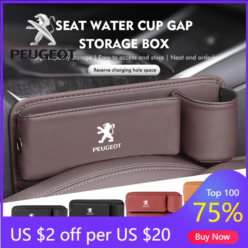 2026 Hot Car Sticker Leather Car Seat Storage Box Slit Gap Filler Cup Phone Holder For Peugeot 307 308 206 207 208 407 508 5008