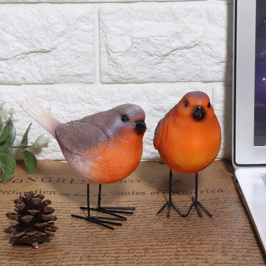 2PCS Simulation Resin Bird Decor Animal Indoor Outdoor Garden Art Craft Ornaments