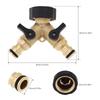Brass Y-Shaped Double Outlet Garden Hose Adapter with Independent Switch Fittings, Household Water Tap Connection Accessories