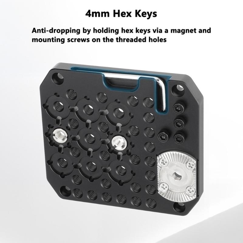 Aluminum Alloy Multi Hole Plate With 1/4 And 3/8 Inch Quick Assembly Board Mounting Holes For Camera Accessories