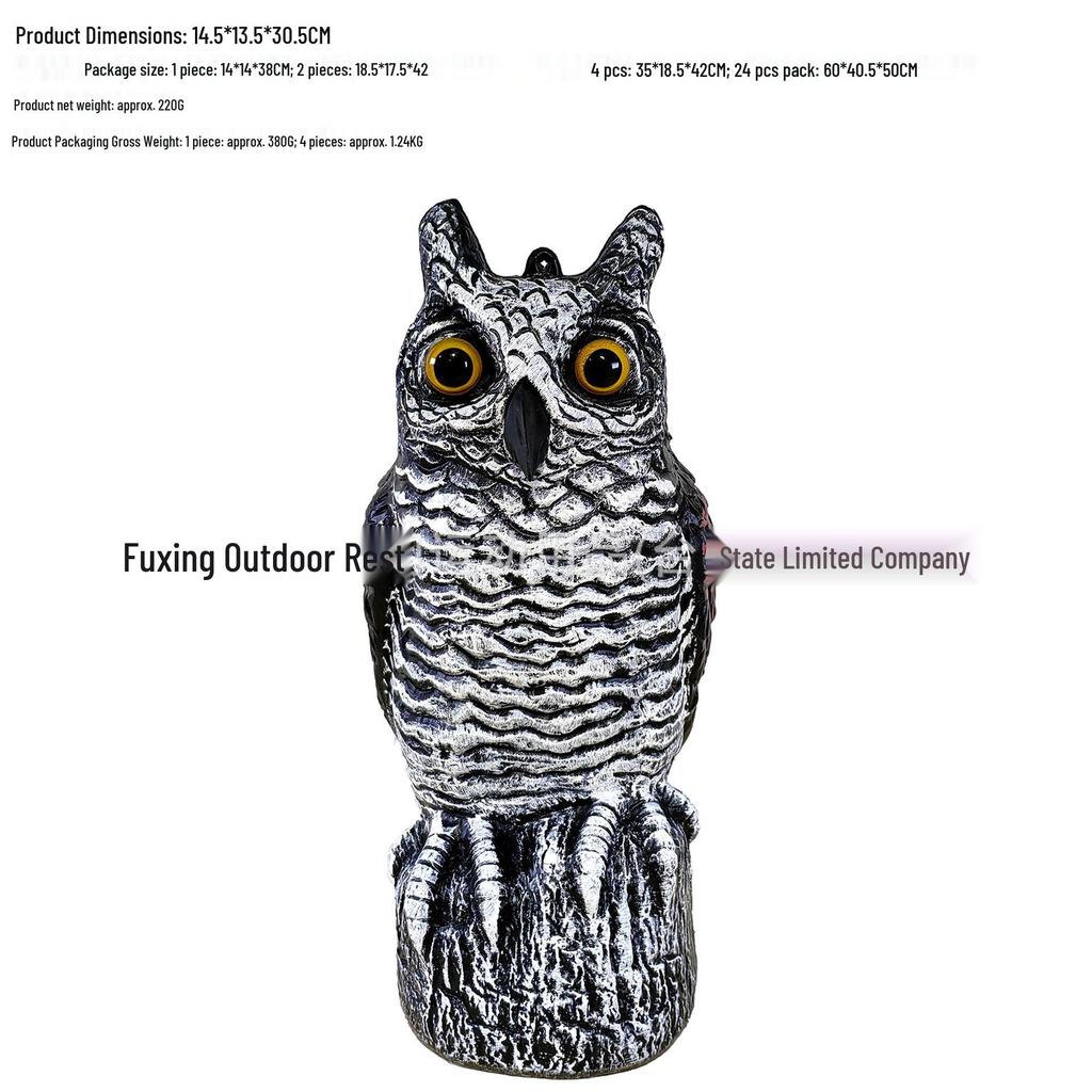 Garden Owl Bird Repellent Ornament - Realistic Head-Turning Design for Outdoor Decoration