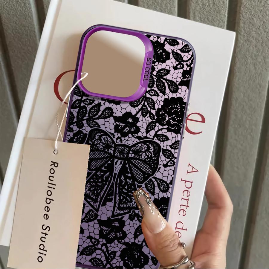 Fashion Black Lace Case for iPhone 17 Pro Max 13 Pro Air XR 12 XS 16 15 Plus 14 11 Back Phone Cover