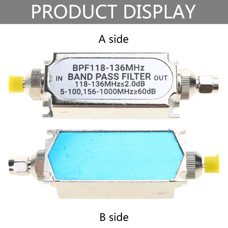 SMA BPF118 BPF118-136MHz Metal Bandpass Filter Easy Connection for Aeronautical Air Frequency Band