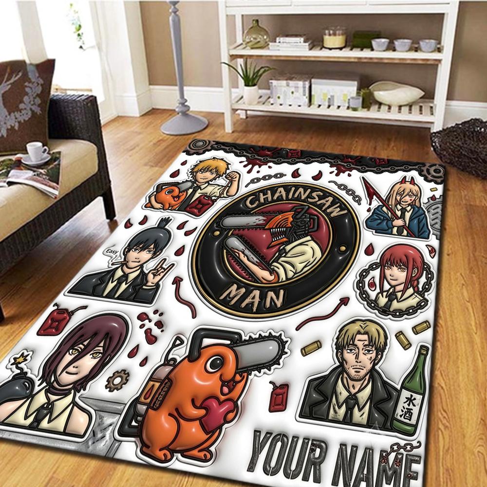 Name Custom Chainsaw Man Carpet for Living Room Bedroom Home Decor Cool Movie Vibe Play Floor Mat -HE11