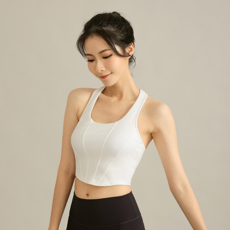 

Женский спортивный бюстгальтер с высокой степенью поддержки и защитой от ударов - Предотвращающий провисание, с красивым дизайном спины для бега и йоги Medium белый