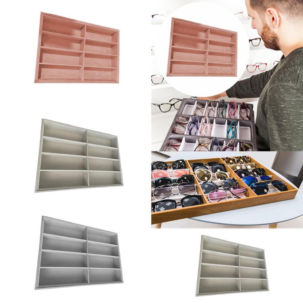 Glasses Display Tray Lightweight Eyeglasses Display Case Multipurpose Eyewear Storage Box for Dresser Travel Desktop Store Home