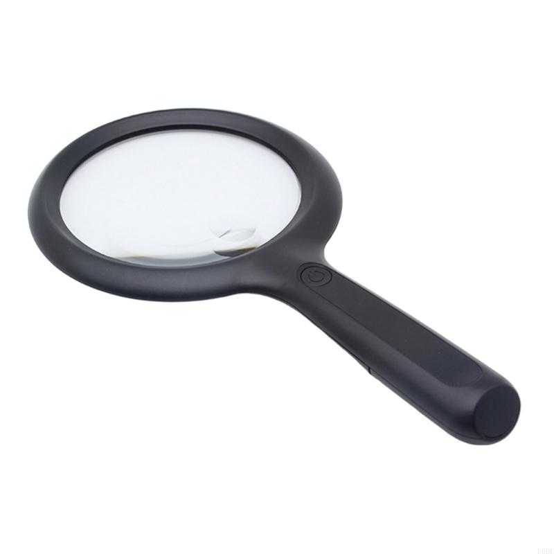 Handheld LED Magnifier With Cold Warm Light Ergonomic Handle For Jewelry Reading Craft Work Acrylic Lens Portable Optically Tool
