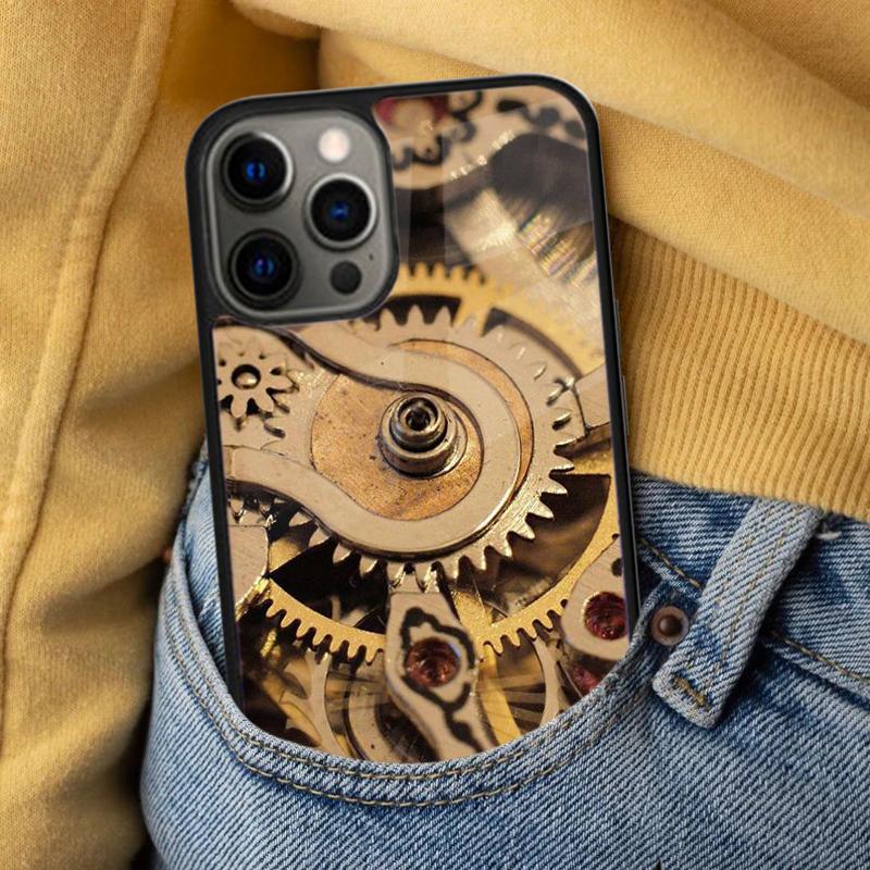 Steampunk Gear Mechanical Magnetic Soft Phone Case for iPhone 16 Promax 15 Pro 13 14 Plus 11 12 Mini MagSafe Coque