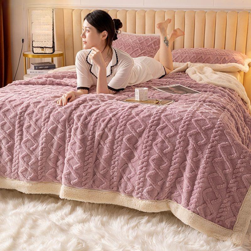 Winter Blanket Thickened Warm Lamb Wool Leisure Blanket Home Warm Thick Soft Bed Cover Knee for Office Sofa Microfiber Bedding