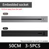 Wall power rail socket with switch, kitchen aluminum expansion socket 40cm 50cm, built-in socket on countertop