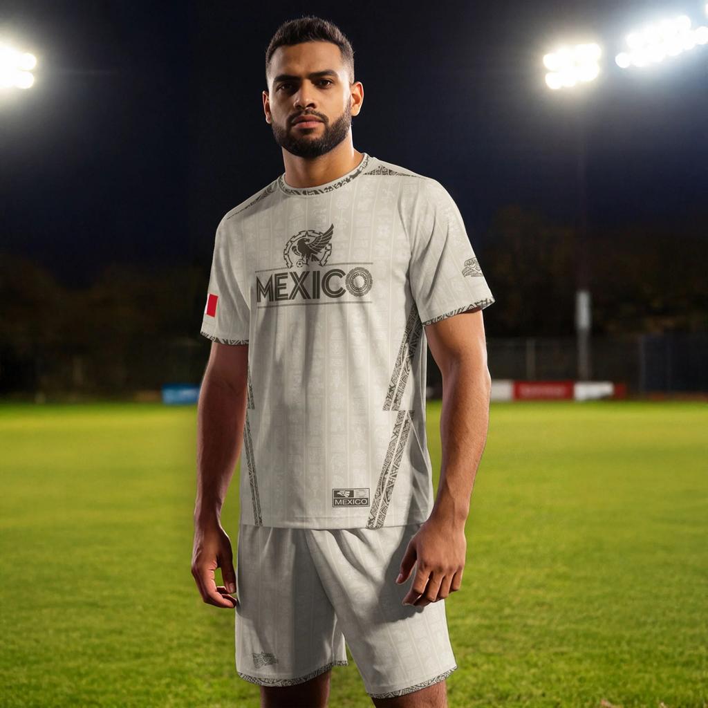 Men's Casual Short Sleeve Soccer Jersey Top with Graphic Print Mexico Theme Lightweight Breathable Athletic Shirt