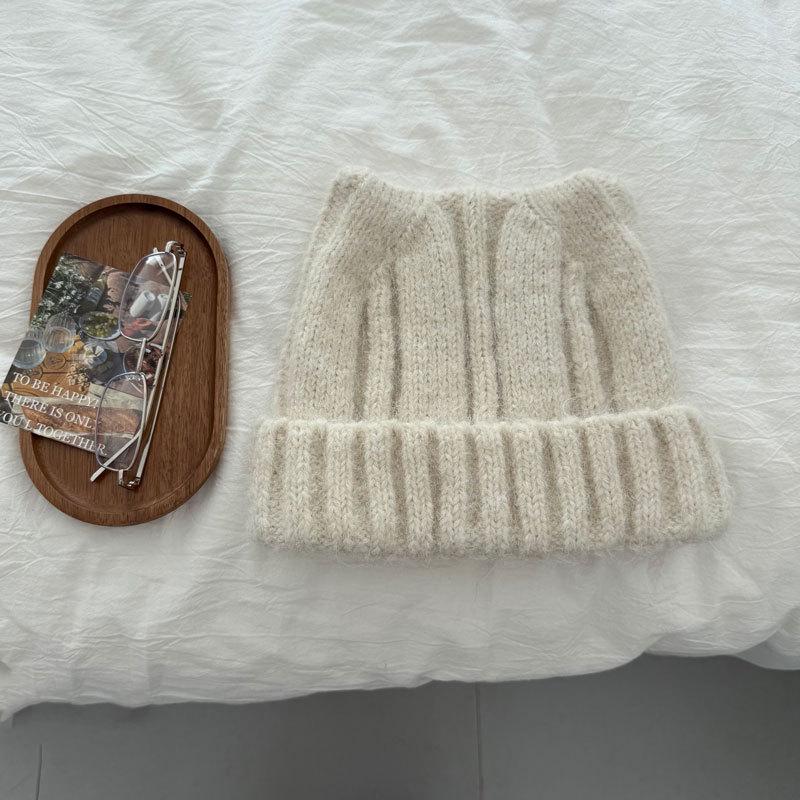 Cute Cat Ear Wool Hat for Women: Stylish Autumn/Winter Ear Protection, Personality Show, Warm Knitted Skullcap