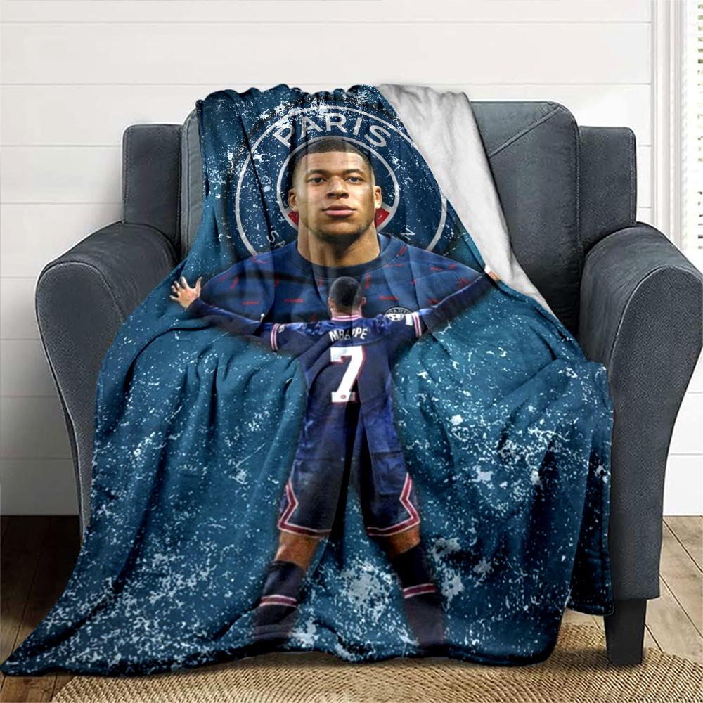 Star Player Kylian Mbappé Blanket Comfortable Great for Bedding Livingroom Picnics Four Seasons Universal Stylish Decor
