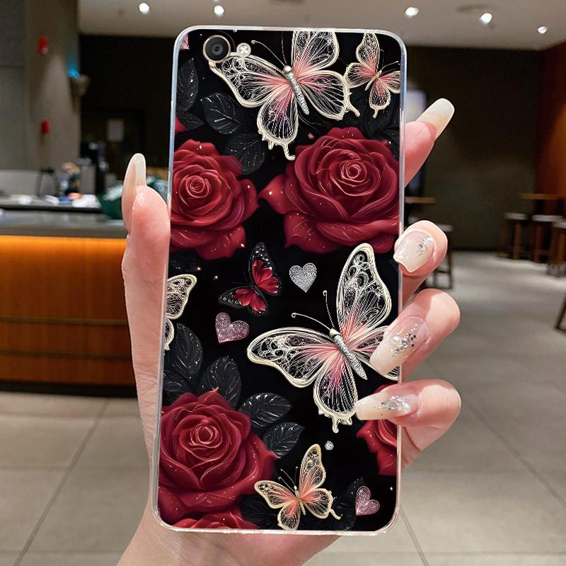 Case For Vivo Y55 Y55S Y55L Y55A 1603 1610 Back Cover Clear Luxury Butterfly Fashion Flowers Soft Silicone TPU Jelly Phone Case