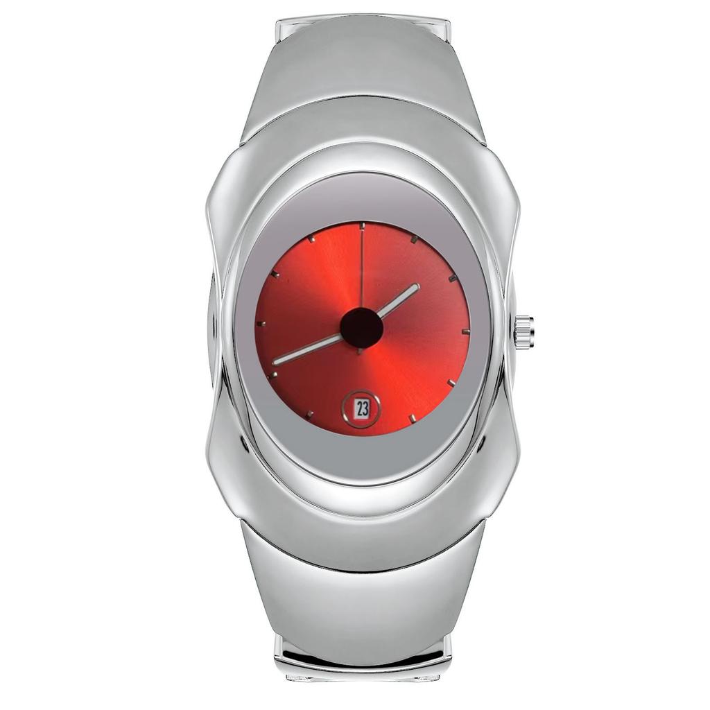 Men's Minimalist Futuristic Watch Irregular Oval Dial Date Quartz Wristwatch Unique Design Casual Business Waterproof Men Watch