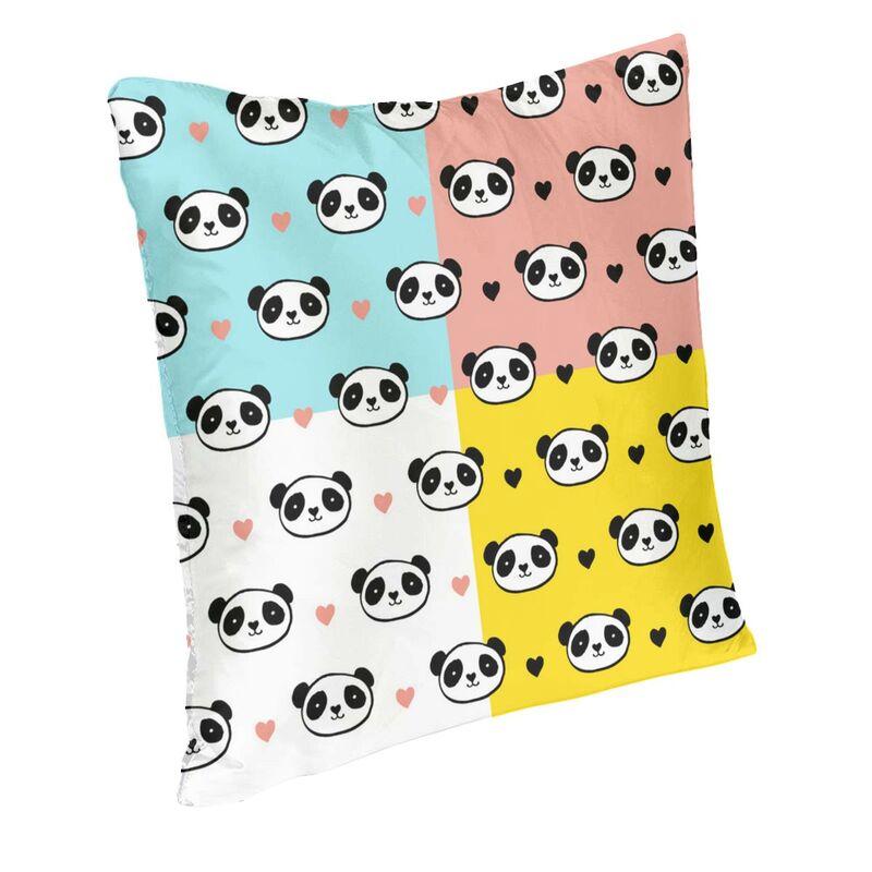 Kawaii Panda Bear Patterns Cushion Cover Sofa Home Decor Animal Cartoon Square Throw Pillow Case 45X45