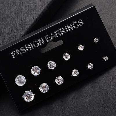 Classic Rose Shape Cubic Zirconia Stud Earrings Women Jewelry Set