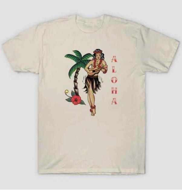 Jerry Style Traditional Aloha Hula Pinup Girl In Hawaii S-5XL Fast Shipp Unisex T-Shirt L
