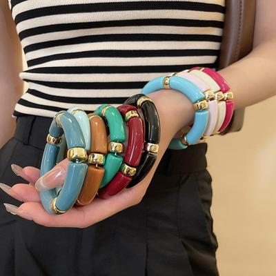 Akrylový kulatý spojovací náramek: Trendy evropský a americký styl, všestranný niche design
