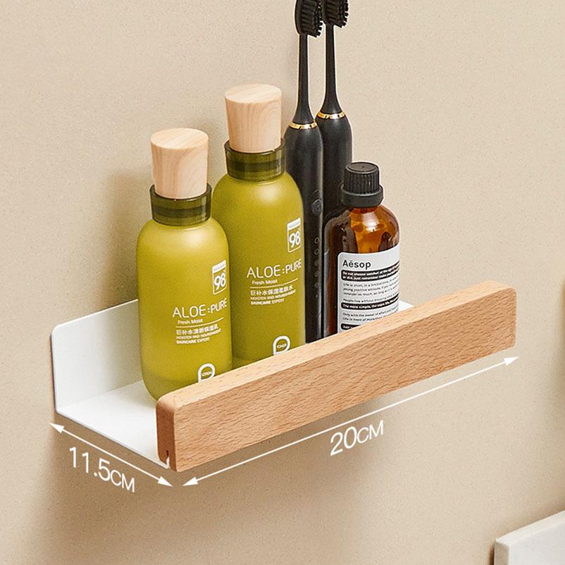 Solid Wood White Bathroom Shelf Corner Shelf Shower Shampoo Cosmetic Shelves Kitchen Storage Rack Bathroom Accessories