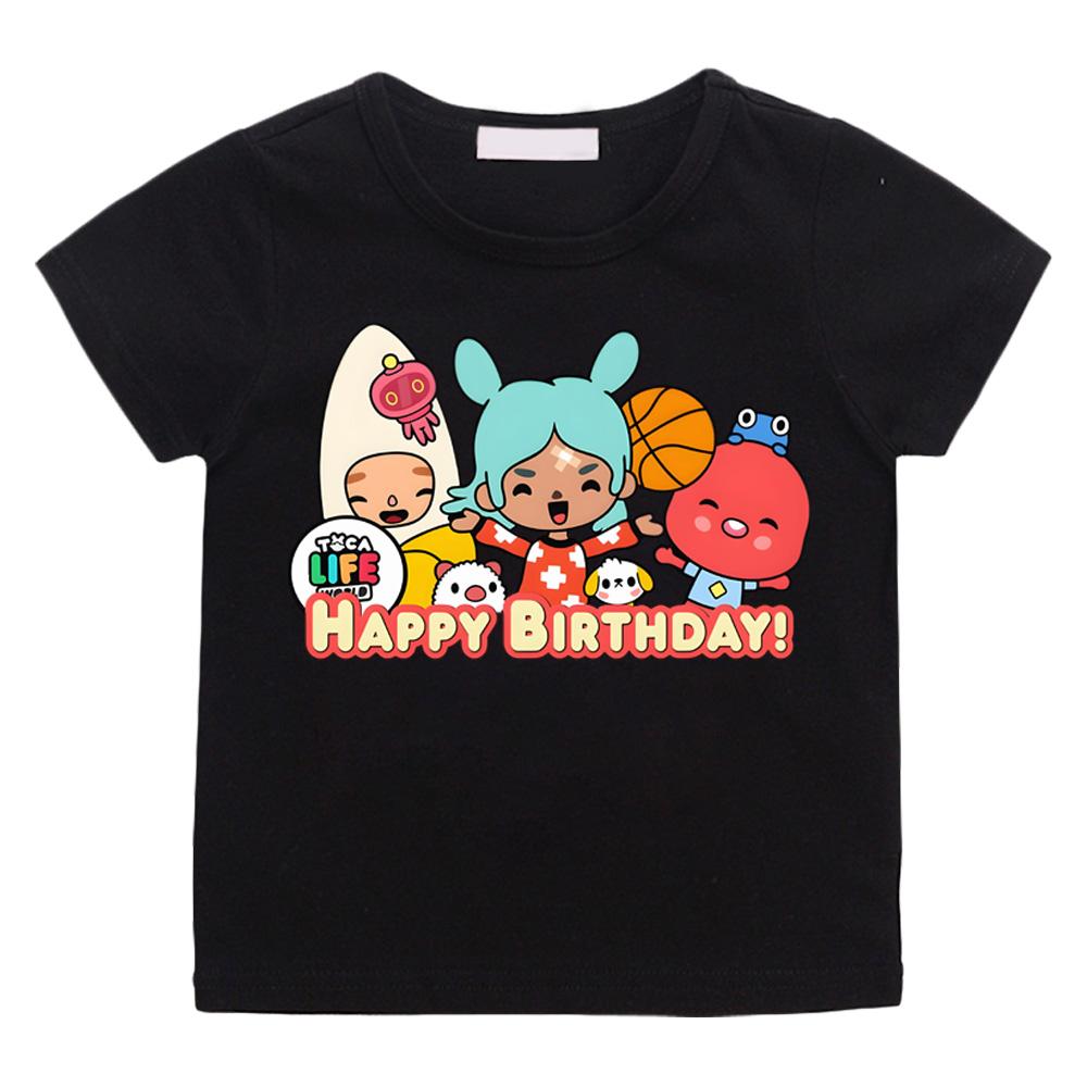 

Toca Boca World Kawaii Cotton T-shirts Short Sleeve Boys Girls Children T Shirt Graphic Printing Clothes 8T чорний