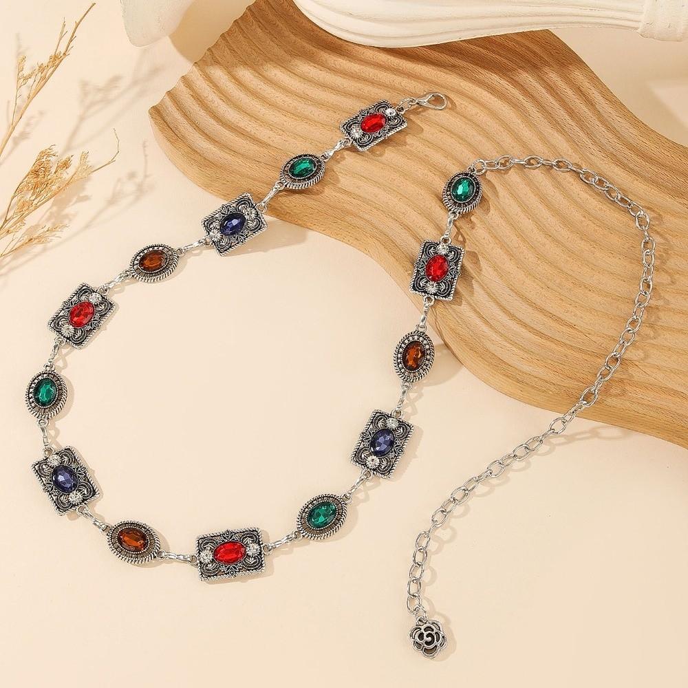 Metal Rhinestone Belly Belts Colorful Y2K Waistband Retro Women Waist Chain  Decorative Jeans