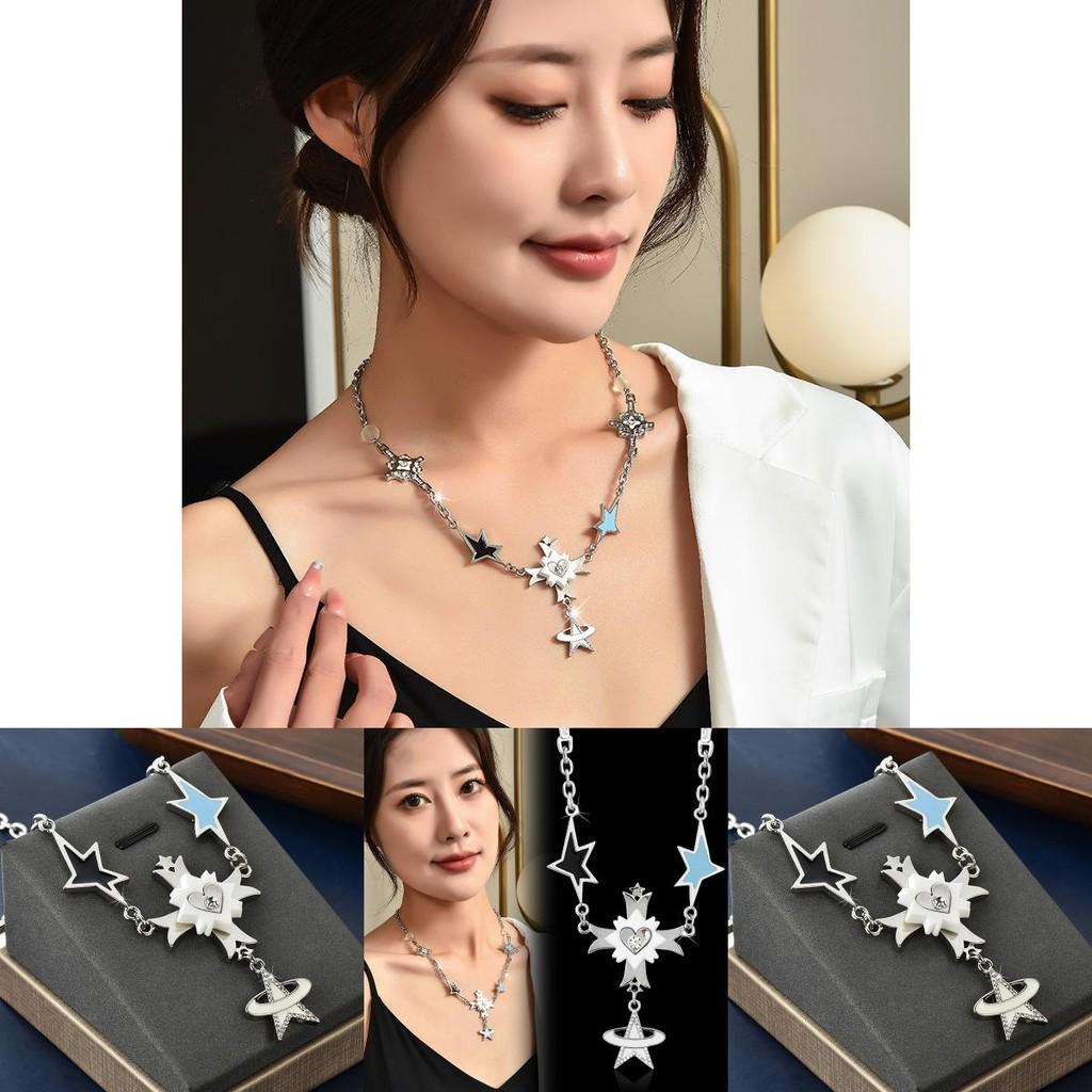 Handmade Chic Galaxy Orbit Star Pendant Necklace With Unique Heart Shape For All